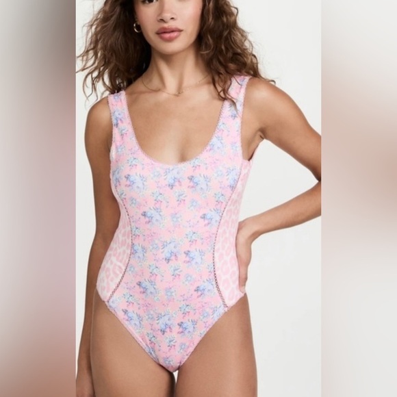 LoveShackFancy Mikkel floral one piece pink floral swimsuit NWOT - Picture 3 of 8